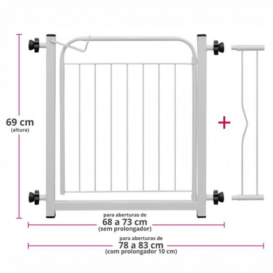 PORTAO 69 CM BRANCO C/ EXTENSOR 10CM