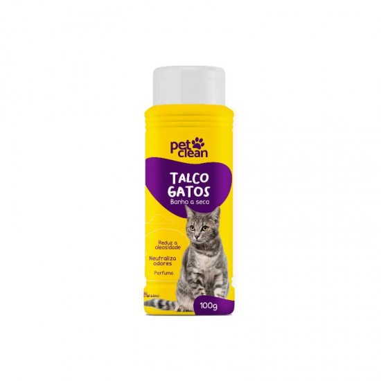 TALCO BANHO SECO PETCLEAN GATOS 100G