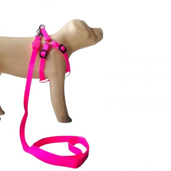 CONJ GUIA PEITORAL NEON M ROSA